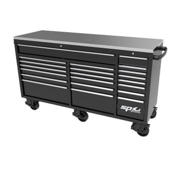 SP Tools USA Sumo Series Wide Roller Cabinet 73" 21 Drawer Black/Chrome SP44825
