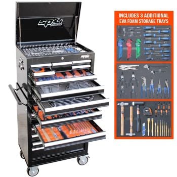 SP Tools Custom Series Tool Kit 370pc Metric/SAE Black/Chrome Bonus EVA Storage Trays SP50110X