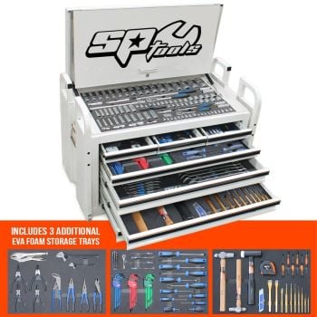SP Tools Field Service Tool Kit 413pc Metric/SAE White Plus Bonus EVA Storage Trays SP50115WX