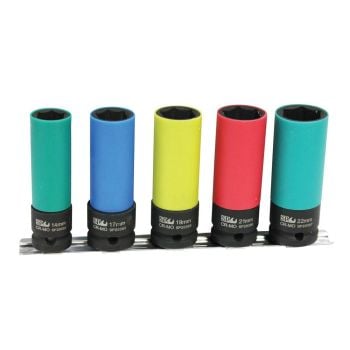 SP Tools Impact Socket Rail Set 1/2" Drive 6pt Wheel Nut Metric 5pc SP20390