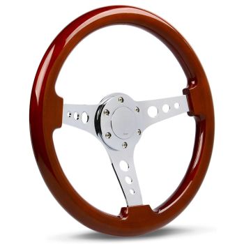 SAAS SW506CR Steering Wheel Wood 14" ADR Logano Chrome Spoke & Button