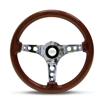 SAAS SW506CW Steering Wheel Wood 14" Logano Chrome Spoke