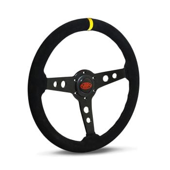 SAAS SW616OS-S Steering Wheel Suede 14" Retro Black Spoke + Indicator
