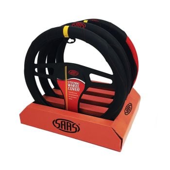 SAAS SWC002 Steering Wheel Cover Black Suede With Indicator and Logo 380mm