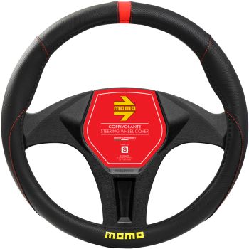 MOMO SWC010BR Elegant Black & Red Medium Steering Wheel Cover