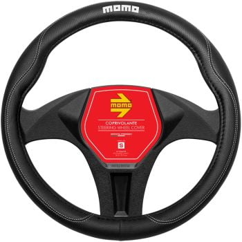 MOMO SWC011BW Comfort Black & White Medium Steering Wheel Cover