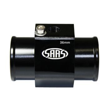 SAAS SWTA36B Water Temp Sender Radiator Hose Adapter 36mm Black Aluminium