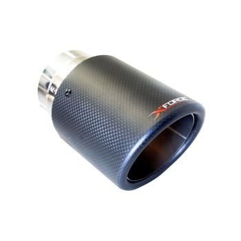 XForce 3 Inch Inlet 4 Inch Carbon Round Angle-Cut Double Wall Tip Round Muffler