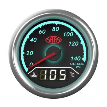 SAAS SG613020 Dual Gauge Oil Pressure 140 PSI Water Temp 40 -120 Analogue Digital Trax Series