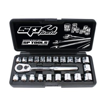 SP Tools Socket Set 3/8" Drive Low Profile Stubby Metric/SAE 22pc SP20220