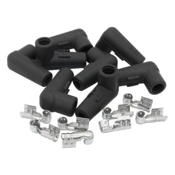 Aeroflow Xpro Silicone Low Profile 90 Spark Plug Boots & Terminals Black 8pk AF4030-3312-8