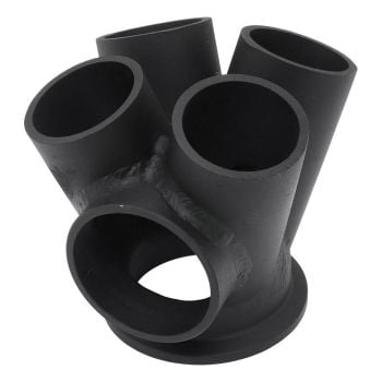 Aeroflow 4 into 1 Round Turbo Merge Collector with 1-1/4" Tube Size V-Band Flange 44mm Wastegate Hole Fabricated fits Boosted 4849 to 6862 V-Band Flange AF8300-2000