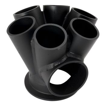 Aeroflow 6 into 1 Round Turbo Merge Collector V-Band Flange 50mm Wastegate Hole Cast 304 fits Boosted 6270 to 7682 V-Band Flange AF8310-4000