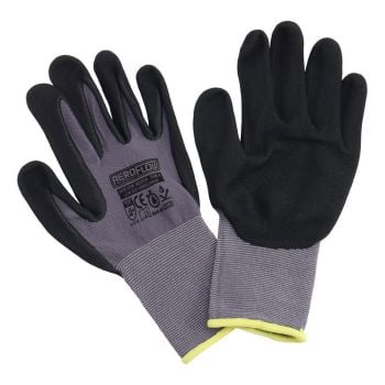 Aeroflow Large Mechanic Gloves One Pair Black Nitrile Foam AF98-2221