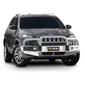 ECB Black Ripple Bullbar with Bumper Lights fits Jeep Cherokee KL Ex Trailhawk 06/14-12/18 BJ55SYB