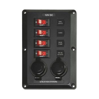 Enerdrive BS-4351B Panel Below Deck 12V CB 4x15A 2x Socket