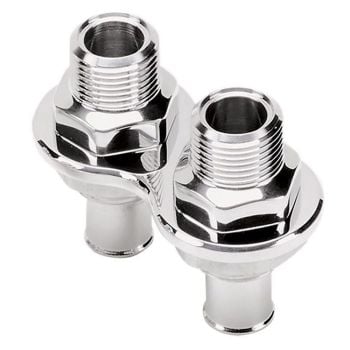 Billet Specialties BS66825 Firewall Bulkhead Polished Heater 2-Port with -10AN Line & 5/8" Push-On Hose BS66825