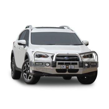 ECB Silver Hammertone Bullbar with Bumper Lights fits Subaru XV INC HYBRID 05/17-09/20 BS81SYZ