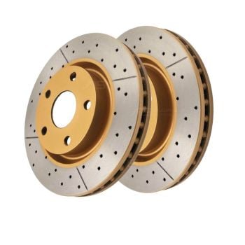 DBA DBA2811X Pair Street Series X Gold Cross-Drilled & Slotted Brake Disc Rotor