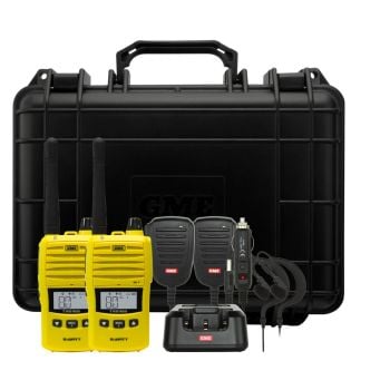 GME TX6165YTP 5/1 Watt UHF CB Handheld Radio Twin Pack - Includes Accessories - Yellow