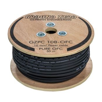Ground Zero 7AWG x 50m Roll Pure Copper OFC Power Cable Black GZPC 10B-OFC