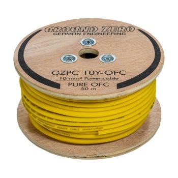 Ground Zero 7AWG x 50m Roll Pure Copper OFC Power Cable Yellow GZPC 10Y-OFC