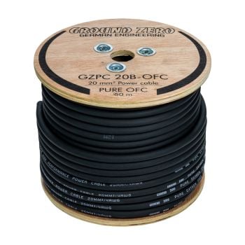 Ground Zero 4AWG x 50m Roll Pure Copper OFC Power Cable Black GZPC 20B-OFC
