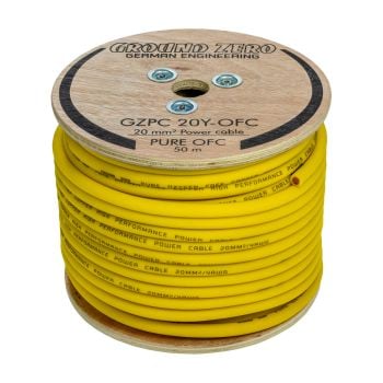 Ground Zero 4AWG x 50m Roll Pure Copper OFC Power Cable Yellow GZPC 20Y-OFC