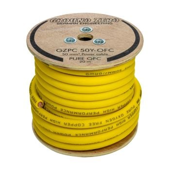 Ground Zero 0AWG x 20m Roll Pure Copper OFC Power Cable Yellow GZPC 50Y-OFC