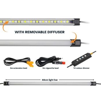 Hardkorr 50cm Tri-Colour LED Light Bar Kit with Diffuser RBWTOR50CIGD