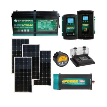 Enerdrive 720W Solar Package with B-TEC 200Ah Battery 40A AC/DC Chargers 2600W Inverter & ePRO Battery Monitor