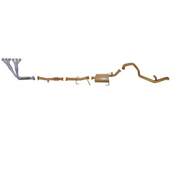 King Brown Single 2.5" Exhaust with Headers with Muffler fits Maverick LWB TB42S/TD42 87-97 KB4005-HXMX