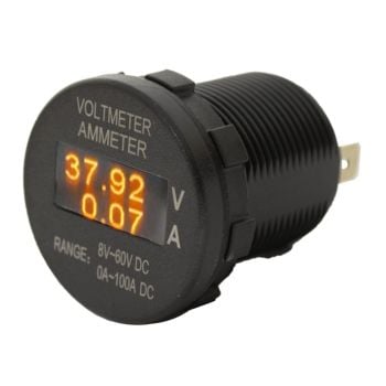 LV Automotive LV1068 OLED Volt / Amp Gauge 8-60V 0 - 100 Amps With Shunt