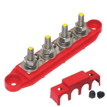 LV Automotive LV4204 Heavy Duty Busbar 250A 4 x M8 Stainless Steel Studs