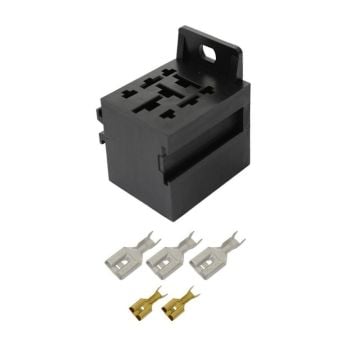 LV Automotive LV4520 Relay Base 4&5 Pin High Amp C/W 6.3mm x 2 & 9.5mm x 3 Term