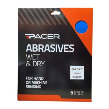 Pacer Wet & Dry Sandpaper 600 Grit 5Pk LWD600-5