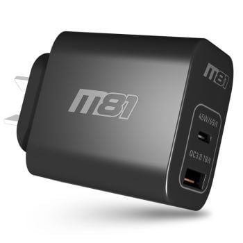 M81 PD65W USB-A USB-C 240V Wall Charger PD65AC