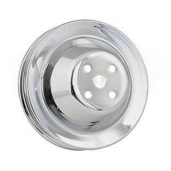 Mr Gasket 4971 Chrome W/P Pulley-Dbl Grv Chev Sb Short Water Pump