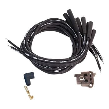 MSD Street Fire Ignition Lead Set Universal V8 8mm Black Multi-Angle Boots Socket Type & HEI Distributor Cap MSD5551