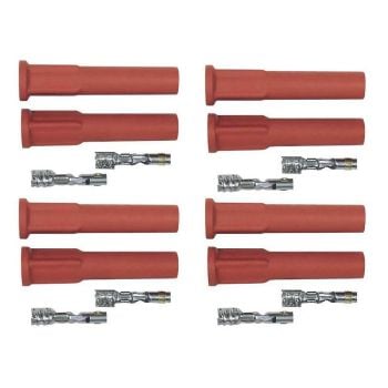 MSD Pro Racing Boots Hi Temp Silicone Orange Straight Spark Plug Boots with Terminals 8 per Card MSD8854