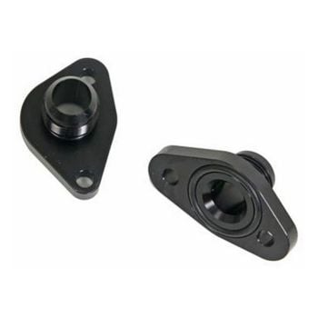 Meziere Block Adapters for Remote Pump System fits Small Block Ford Black Finish -12AN MZWP8312ANS