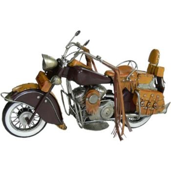 Nostalgic Art Automobelia Metal Collectable Indian Motorbike Ornament with Leatherette Handles 30450