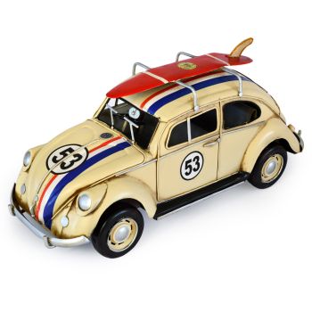 Nostalgic Art Automobelia Metal Collectable VW Beetle 53 with Surfboard Ornament Cream 30698