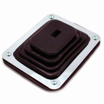 TFI Racing Rubber Gear Shifter Boot & Chrome Rectangular Mount Plate 4" x 5" 66-630