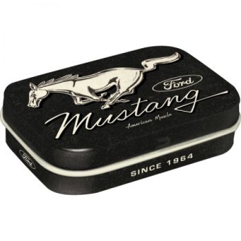 Nostalgic Art MintBox Ford Mustang Black Size 4x6 x1.6cm sugar free mints 34gm NA81474