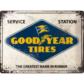 Nostalgic Art Goodyear Tires Logo White Special Edition 3D Metal Reproduction Sign 30cm x 40cm NA23241