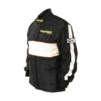 Proforce Pro 2 Driving Suit SFI 3.2A/5 Fire Retardant Racing Suit Top Jacket Two-Piece Multiple Layer Pyrovatex Medium Black/White Strip PFS-4385-M-BK