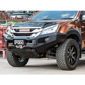 PIAK Elite No Loop Bullbar Black Recovery Points & Bash Plate fits Isuzu D-Max 11/2013 to 10/2016 PKEBISM13BB