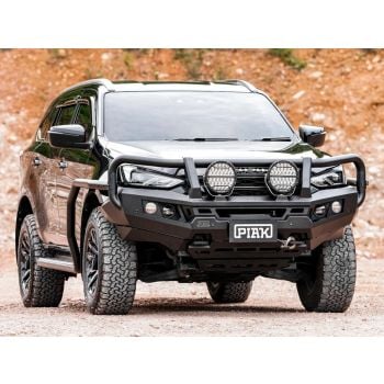PIAK Genesis 3-Loop Bullbar Black Recovery Points & Bash Plate fits Isuzu MU-X 6/2021 on PKGLISM21BB