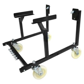 Proflow Engine Dolly Cradle Heavy Duty Black Powder coat SB Ford with Heavy Duty 5" Nylon White Wheels Kit PFE-EN10148